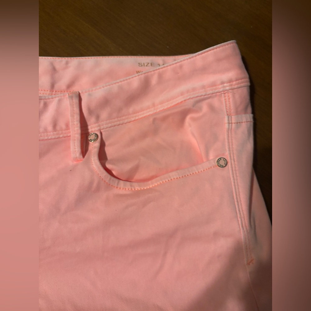 Lilly Pulitzer Worth Skinny Cheeky Melon Peach SATEEN Pants Jeans 14 - Picture 4 of 8